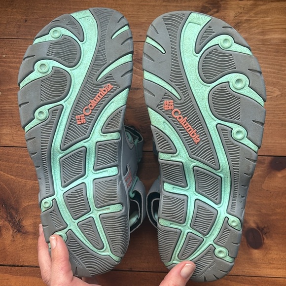Columbia | Youth Castlerock Supreme Sandle Gray and Mint Velcro Sandals Size 4 - Picture 7 of 9